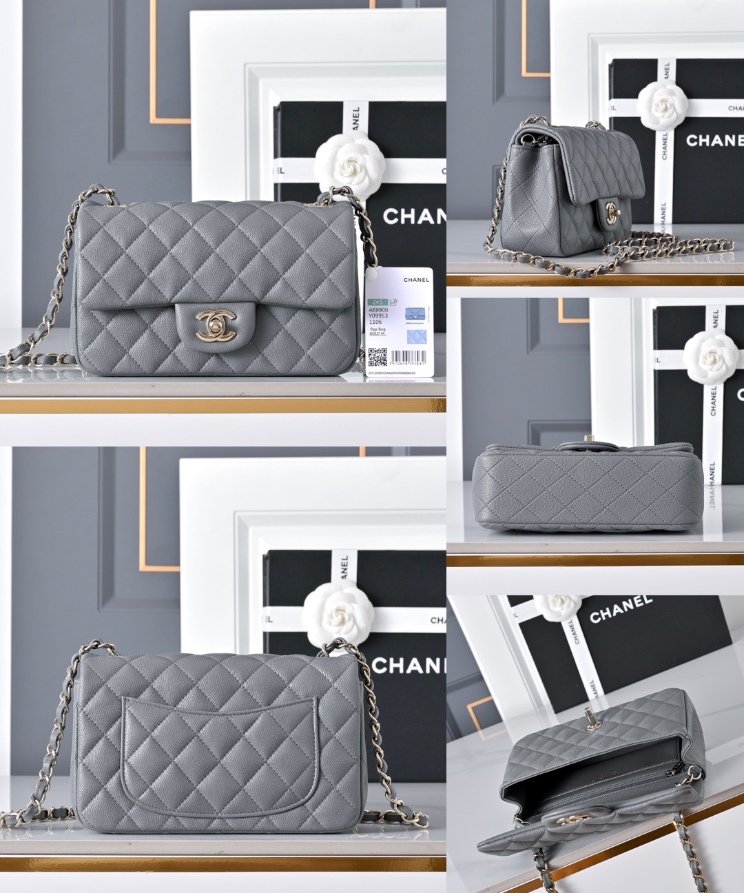 CHANEL Mini Classic Handbag Caviar leather-20CM - image 17