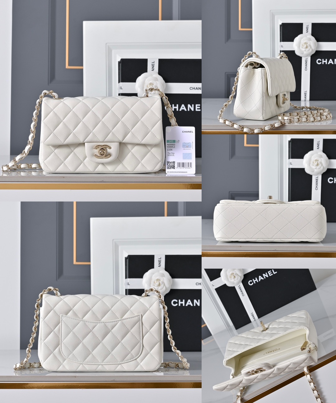 CHANEL Mini Classic Handbag Caviar leather-20CM - image 18