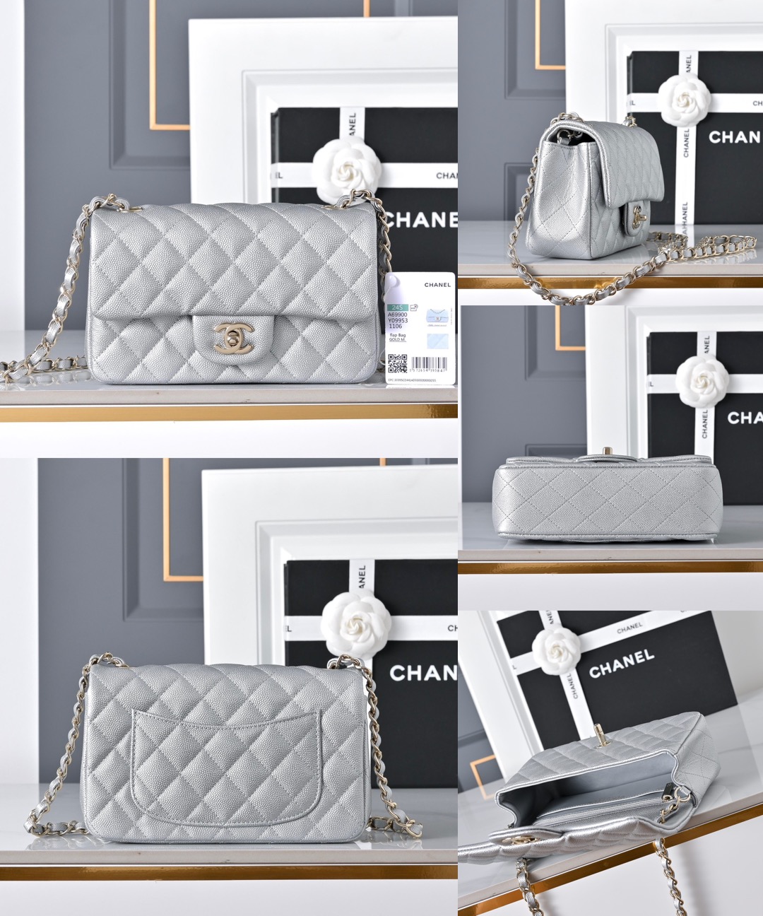 CHANEL Mini Classic Handbag Caviar leather-20CM - image 9