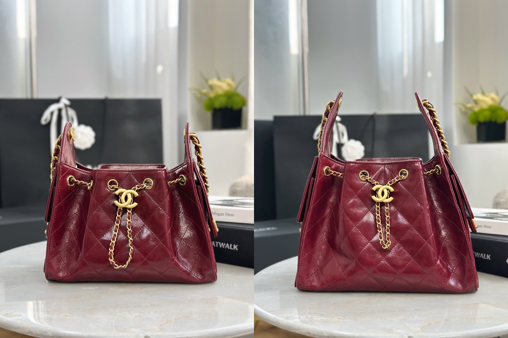 CHANEL 25 Small Handbag Shiny Crumpled Calfskin  Burgundy - image 9