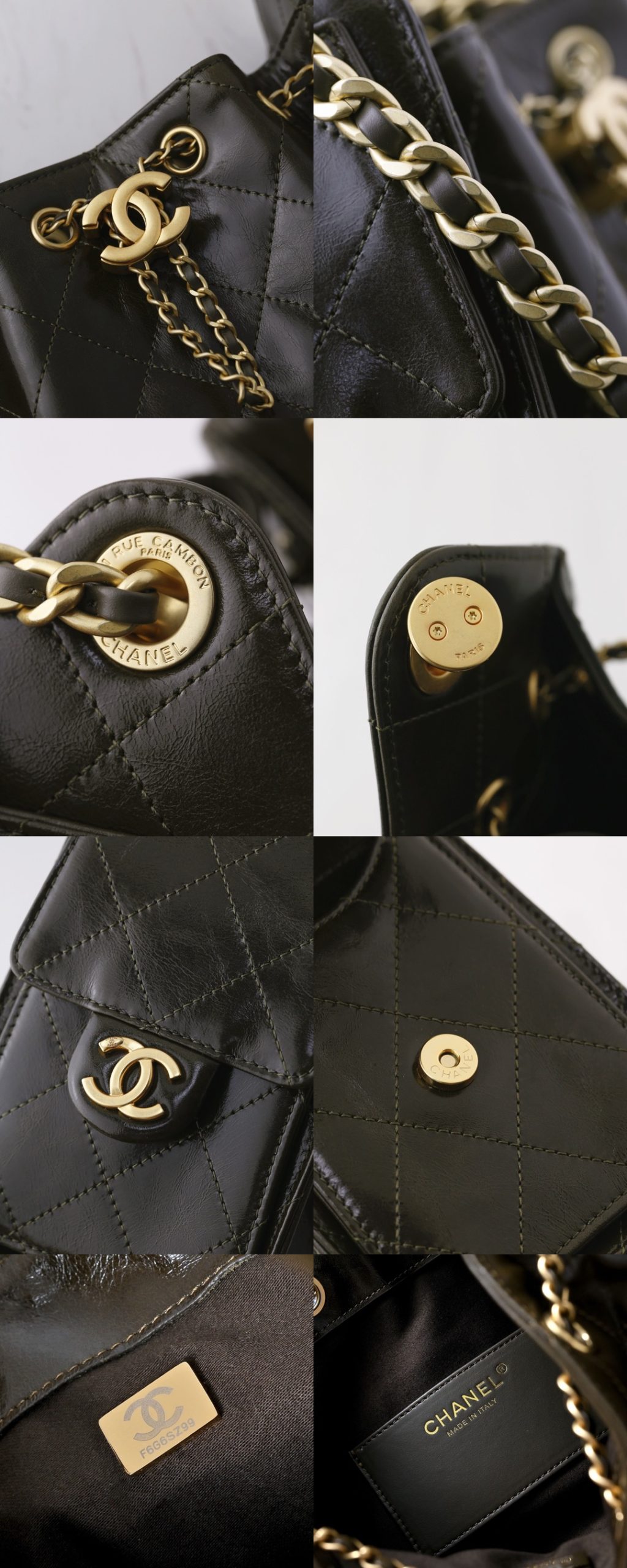 CHANEL 25 Small Handbag Shiny Crumpled Calfskin Khaki - image 10