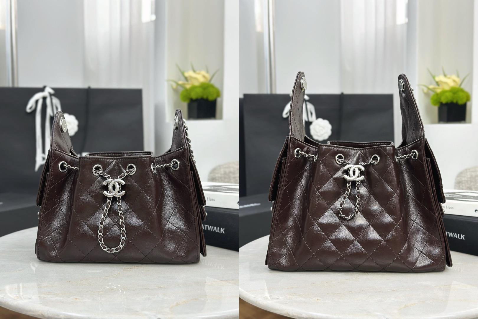 CHANEL 25 Small Handbag Shiny Crumpled Calfskin Dark Brown - image 8