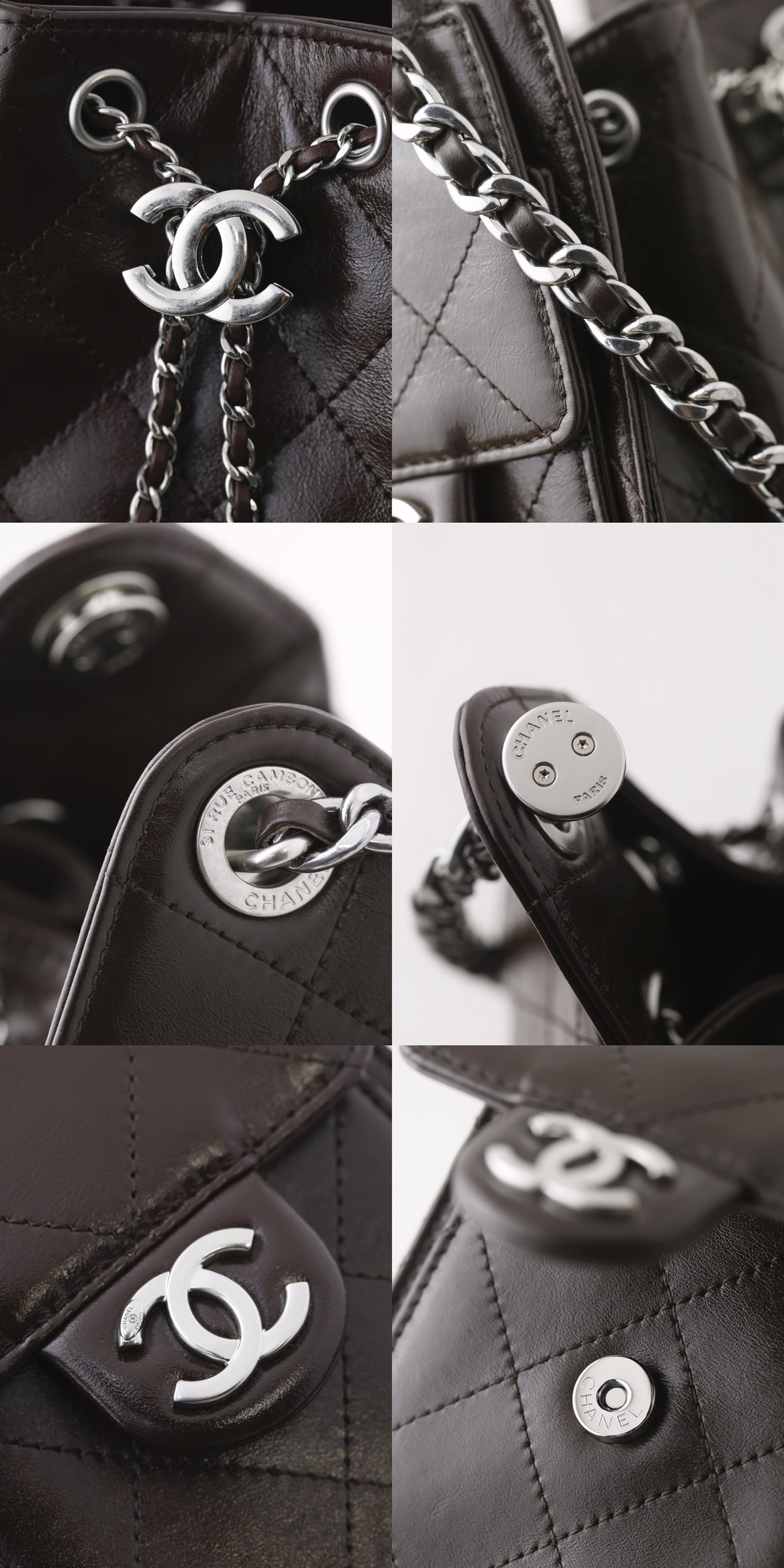 CHANEL 25 Small Handbag Shiny Crumpled Calfskin Dark Brown - image 9