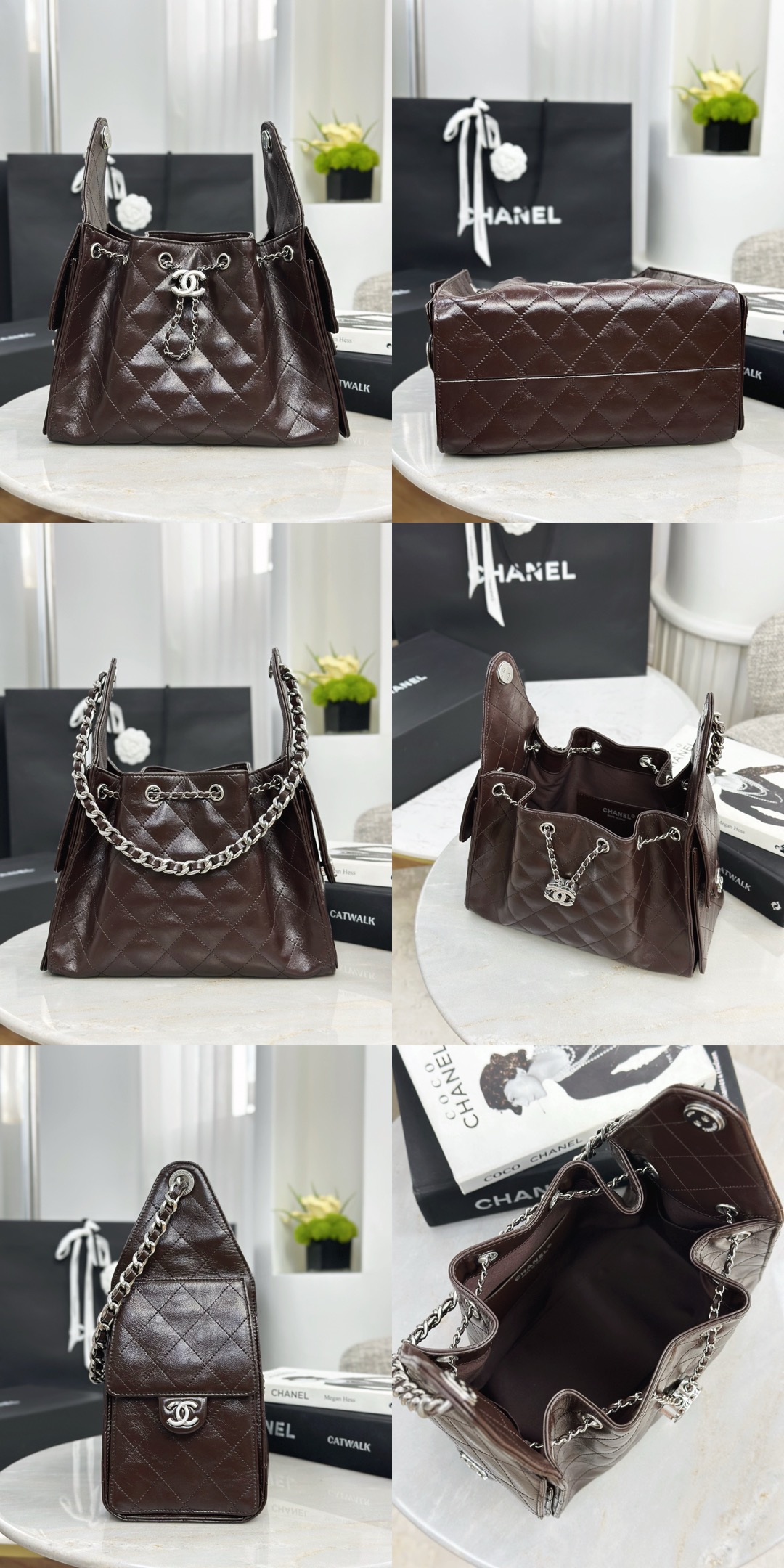 CHANEL 25 Small Handbag Shiny Crumpled Calfskin Dark Brown - image 10