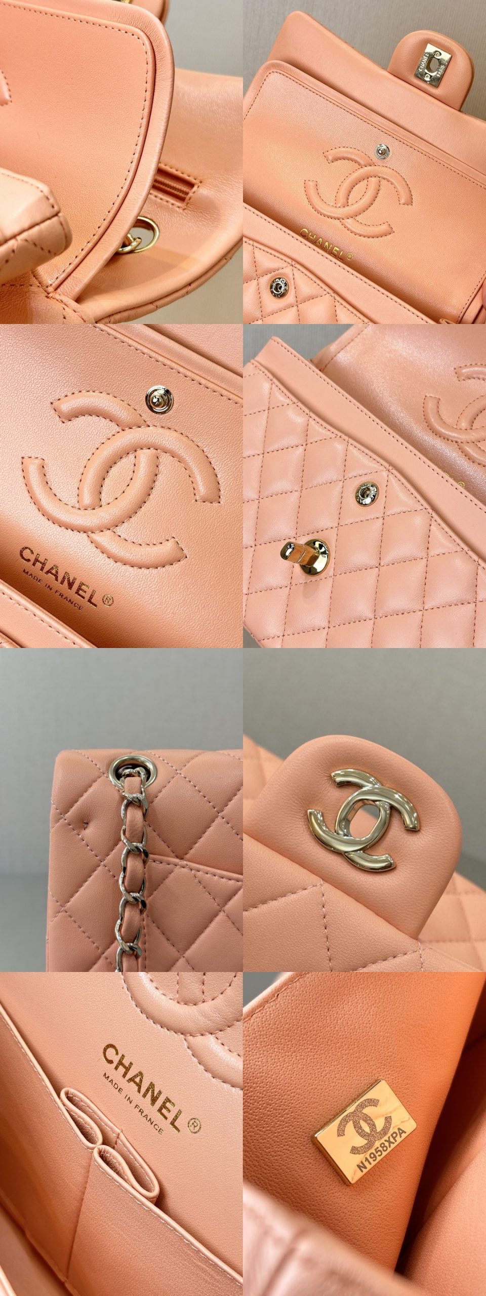 CHANEL Lambskin Classic Flap Light Orange - image 9