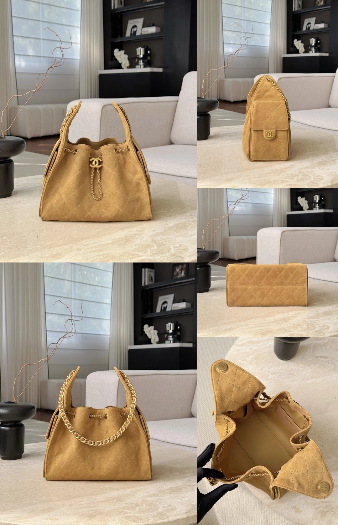 CHANEL 25 Hobo Bag Suede-Ginger Yellow - image 9