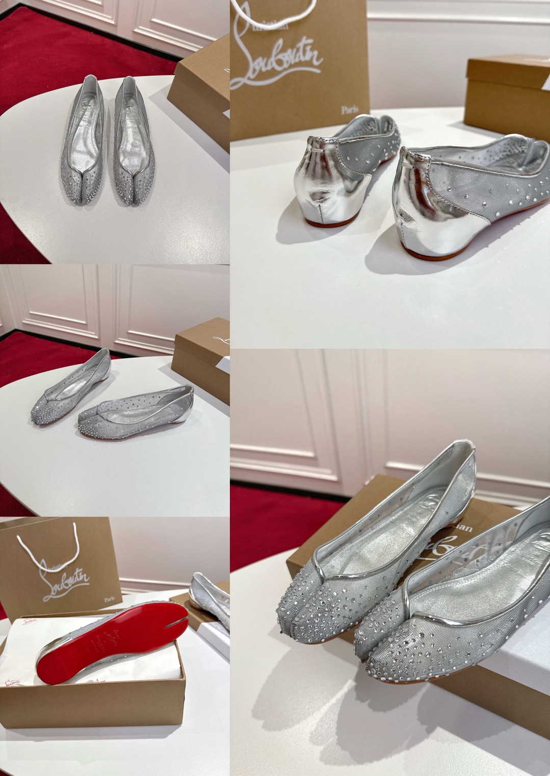 Maison Margiela X CL Tabi Crystal- Embellished Mesh Ballerina Flats - image 9