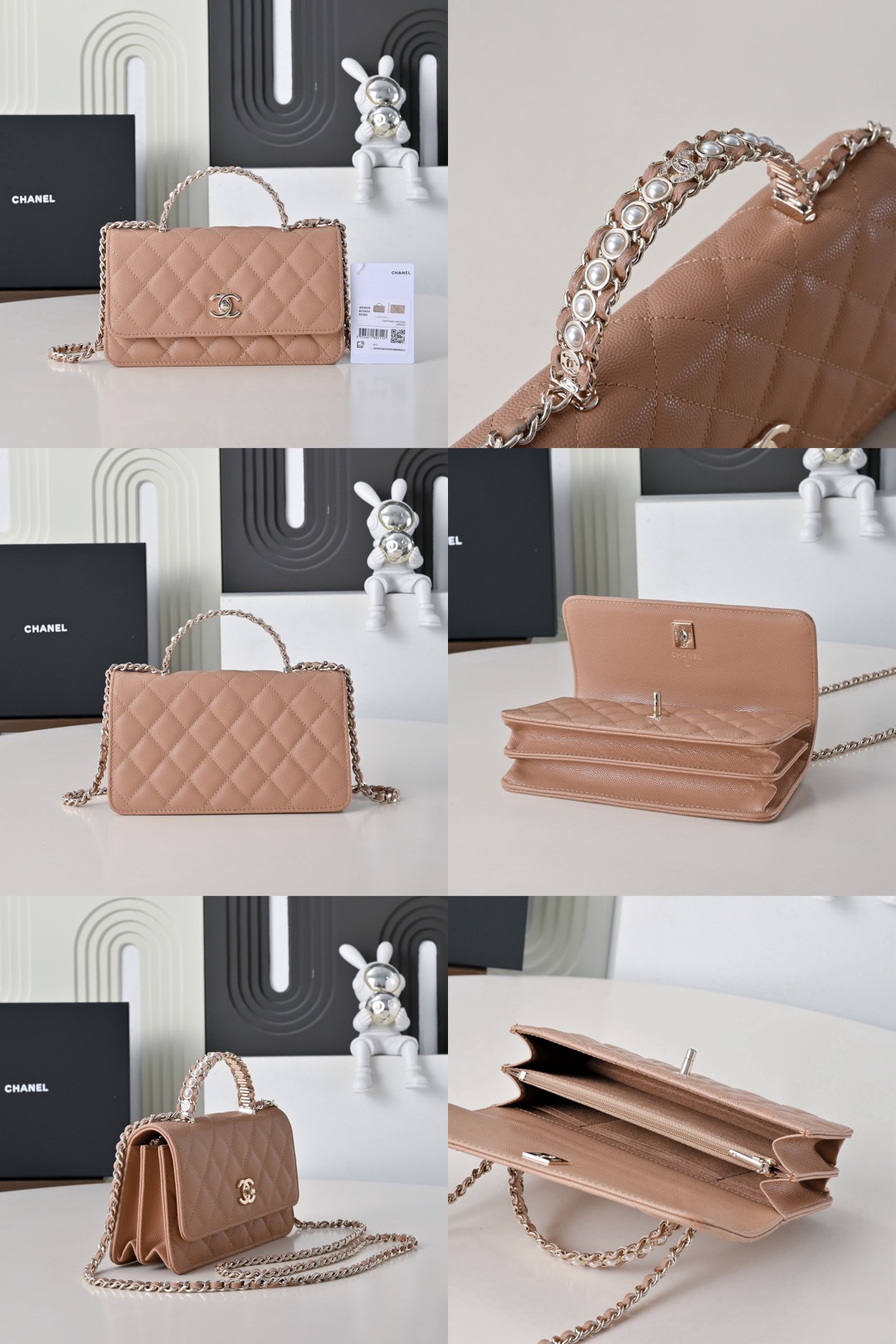 CHANEL Wallet on Chain Grained Calfskin Imitation Pearl - image 11
