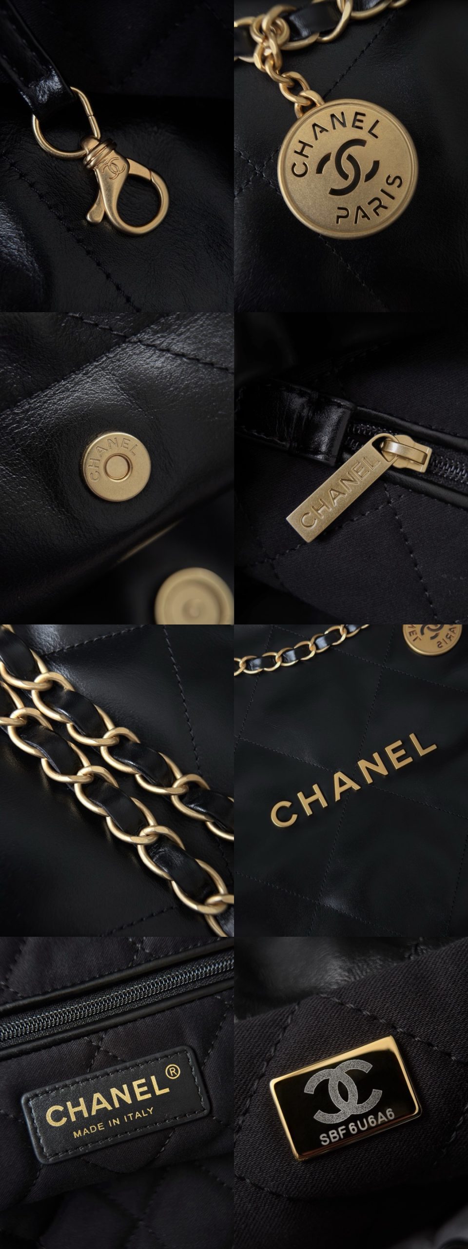 CHANEL Shiny Calfskin Quilted 22bag Black - image 9