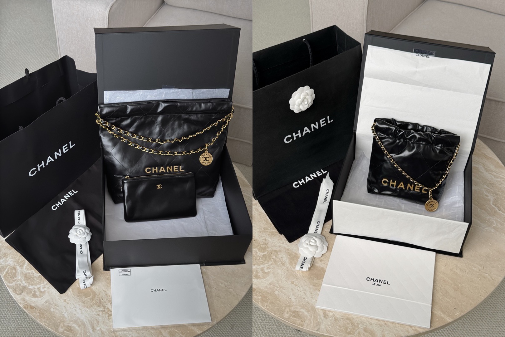 CHANEL Shiny Calfskin Quilted 22bag Black - image 11