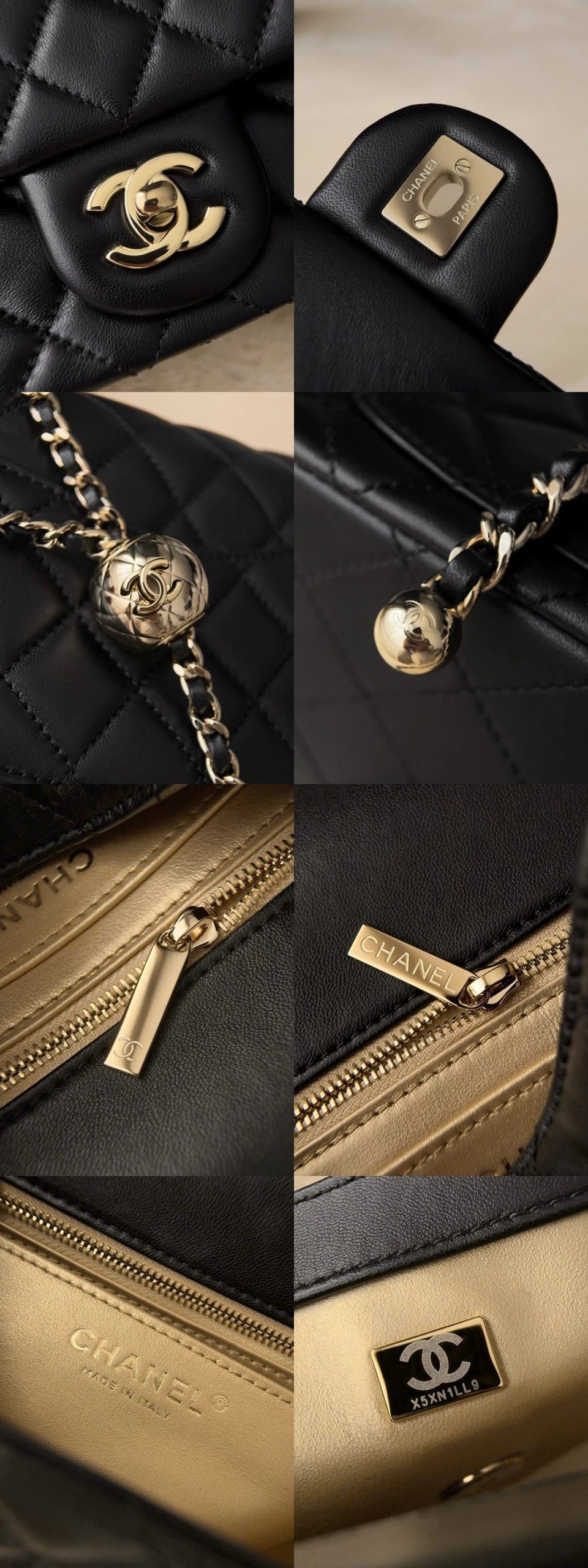 CHANEL Classic Flap CF with Light Gold Ball Charm – 20cm - image 7