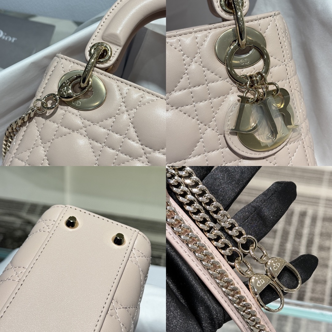 Mini Lady Dior Bag Cannage Lambskin Powder Pink - image 7