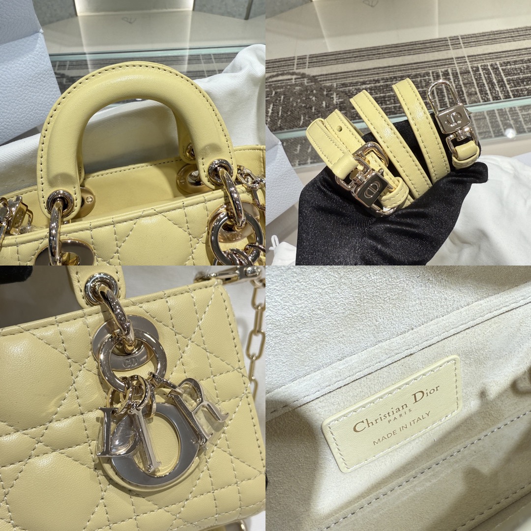 Micro Lady D-Joy Cannage Lambskin Light Yellow - image 7