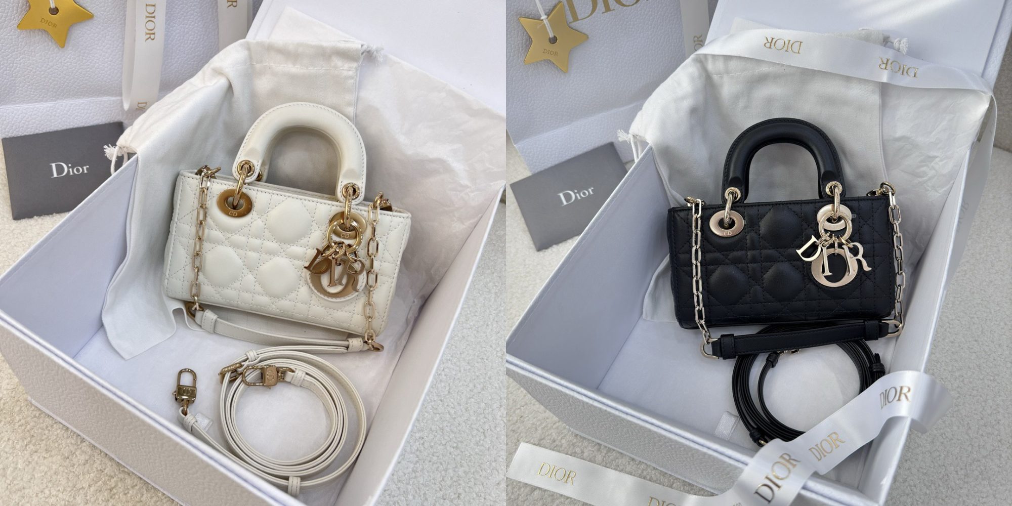 Micro Lady D-Joy Bag Cannage Lambskin White - image 11