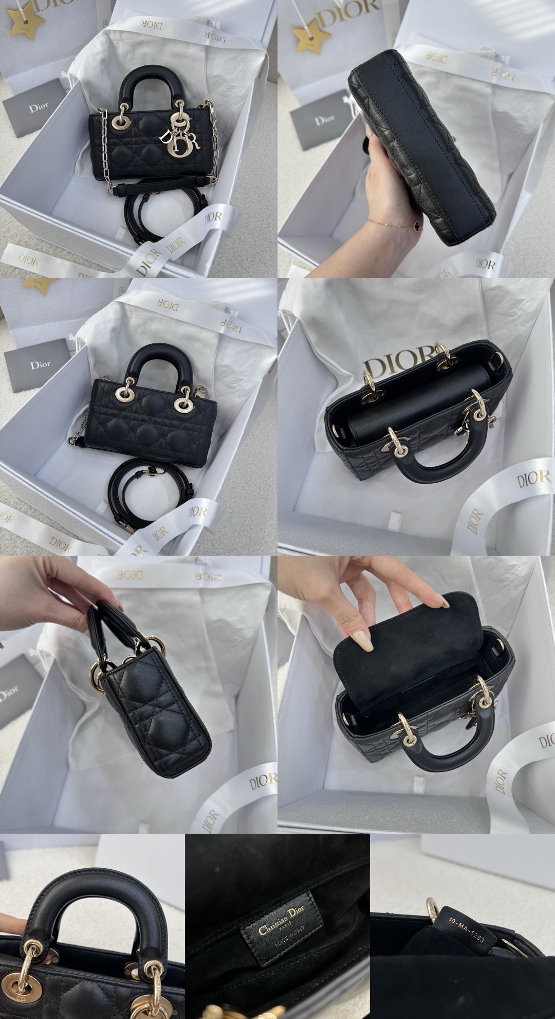 Micro Lady D-Joy Bag Cannage Lambskin White - image 12