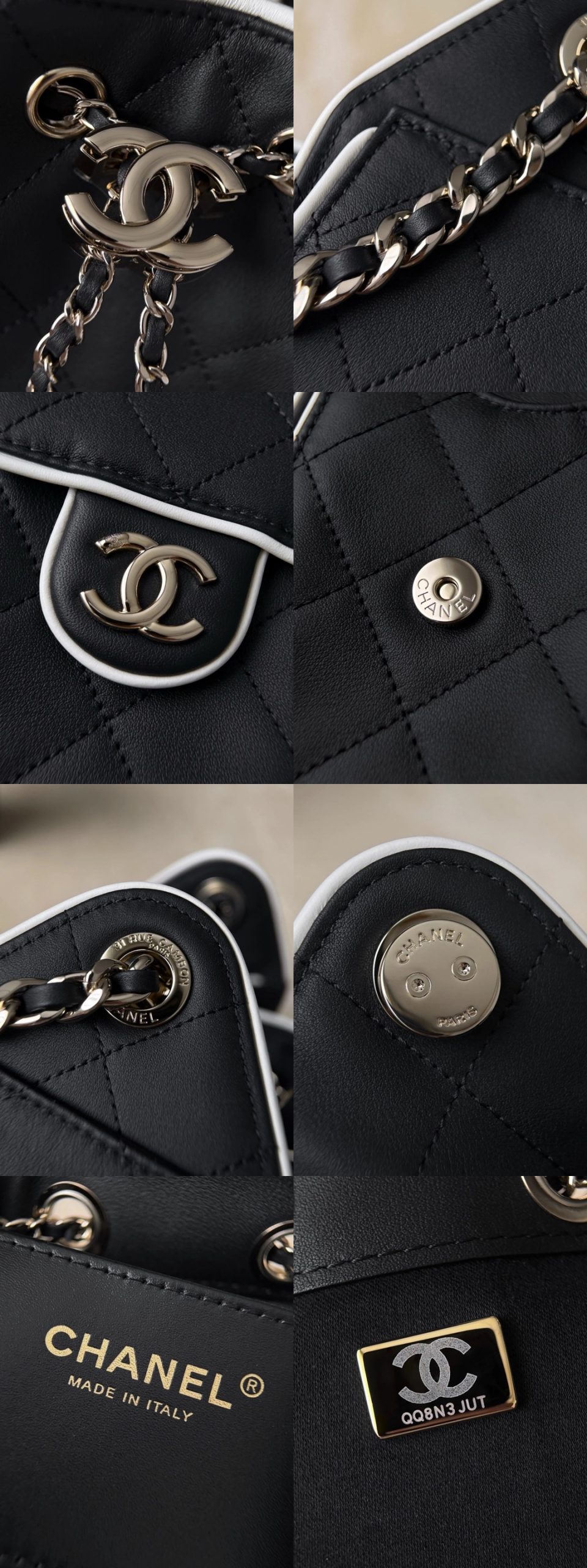 CHANEL 25 Mini Handbag Calfskin Black & White - image 7