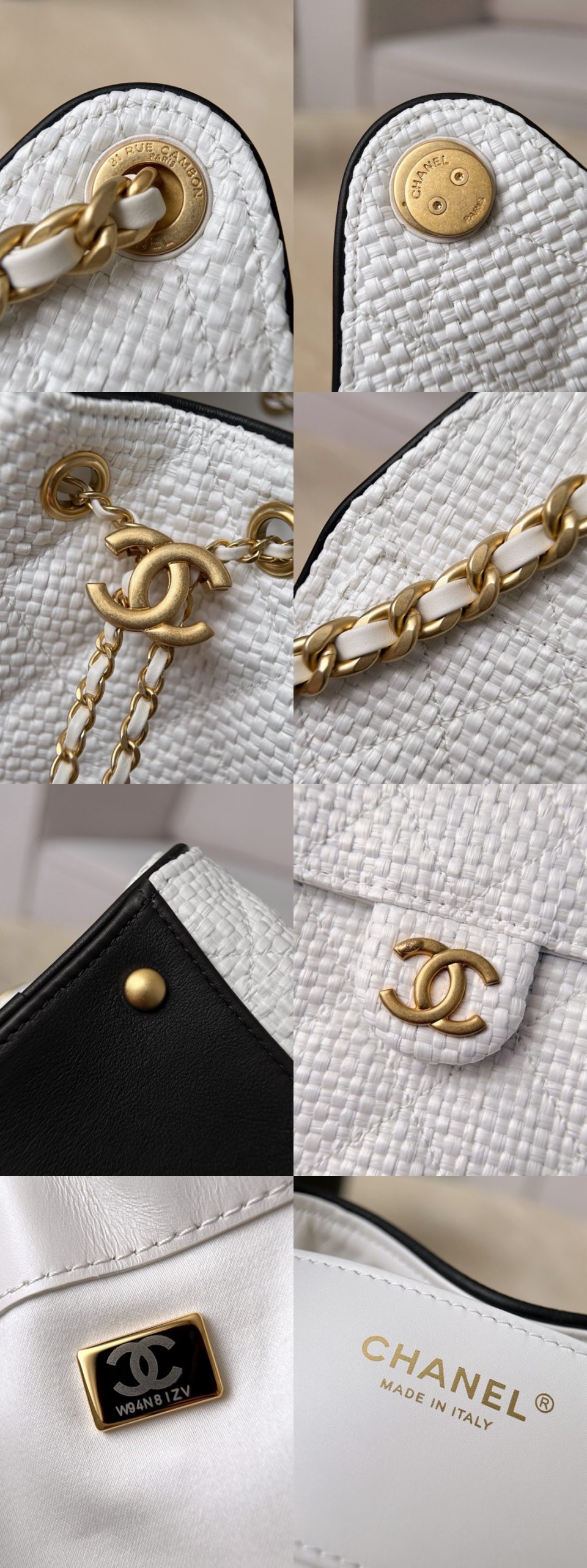 CHANEL 25bag Braided Raffia White & Black - image 7