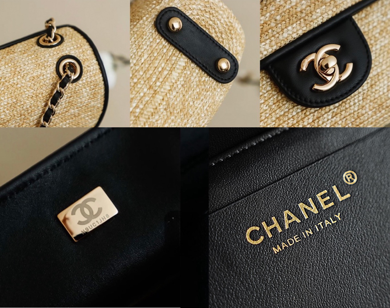CHANEL Small Flap Bag Braided Straw, Lambskin - image 9