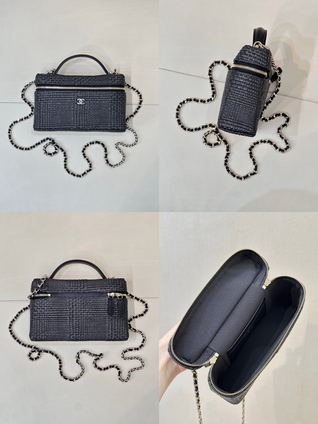 CHANEL Classic Vanity with Chain Braided Raffia Brown - image 9