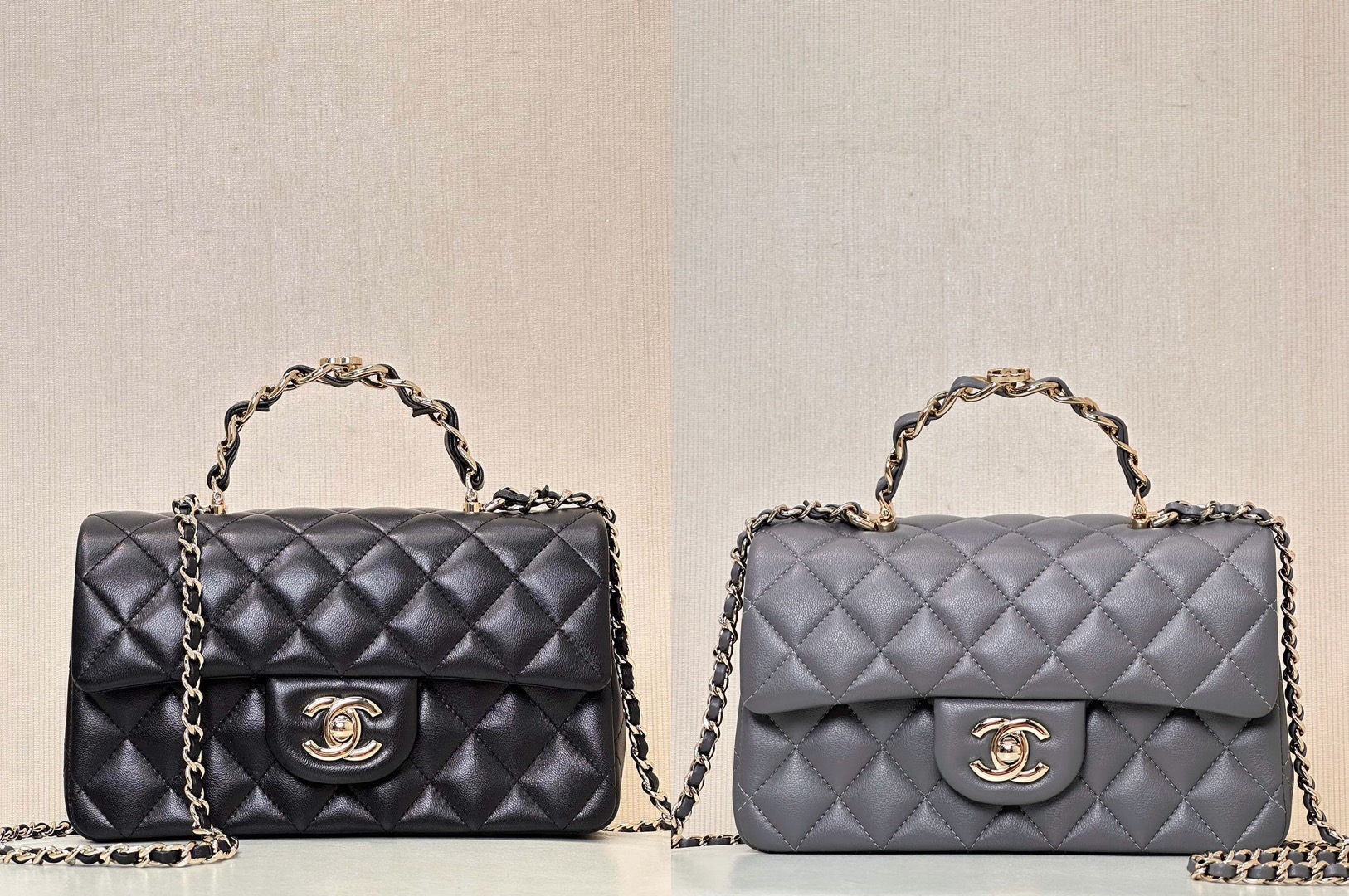 CHANEL 23K Classic Handbag With Top Handle Lambskin - image 2