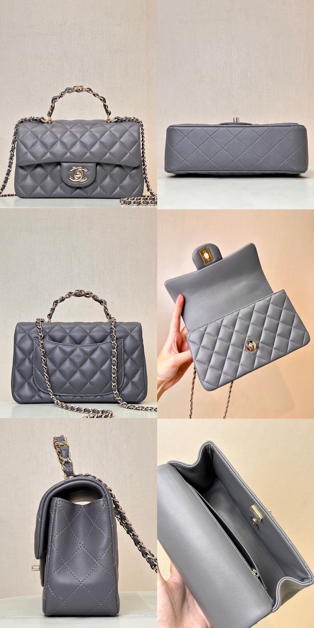 CHANEL 23K Classic Handbag With Top Handle Lambskin - image 4