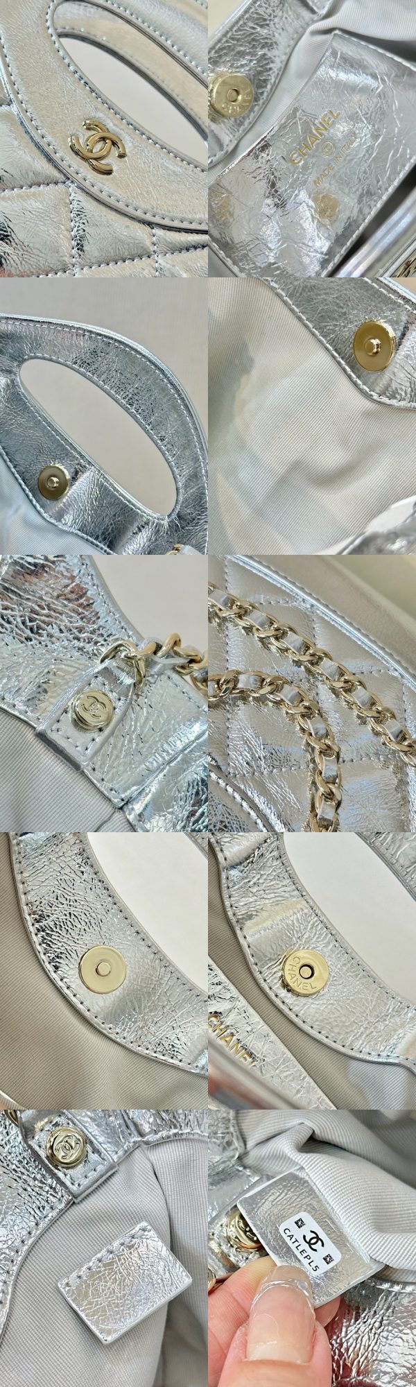 CHANEL 31 Clutch With Chain Silver Metaillc Calfskin Gold Hardware - image 7