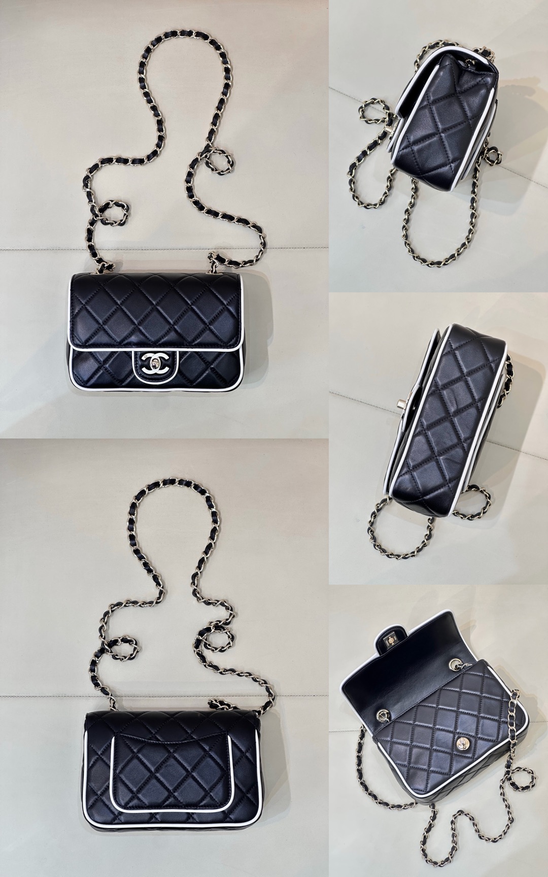 CHANEL Flap bag Lambskin black & white - image 10
