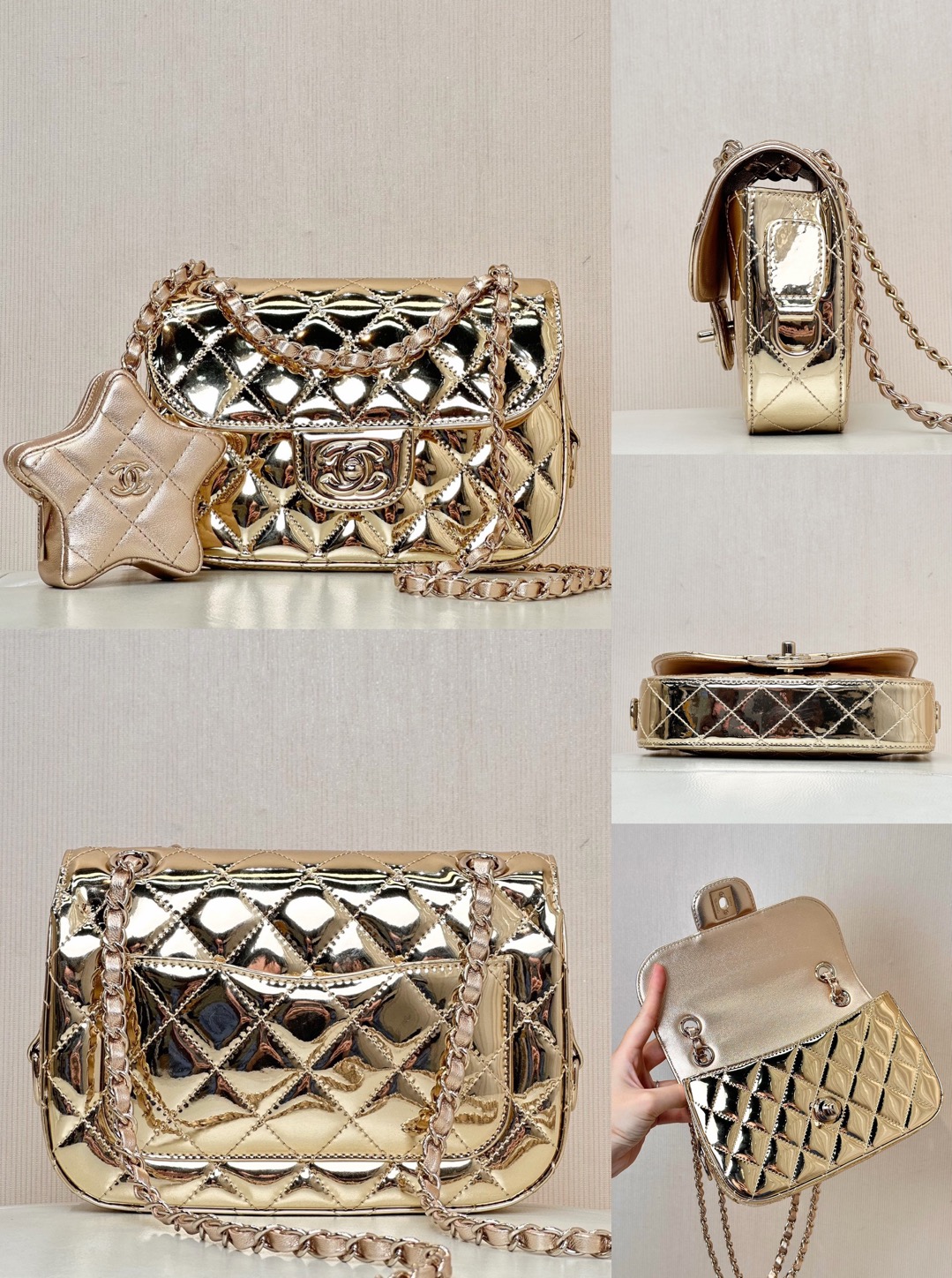 CHANEL Patent Leather Flap Star Bag - image 11