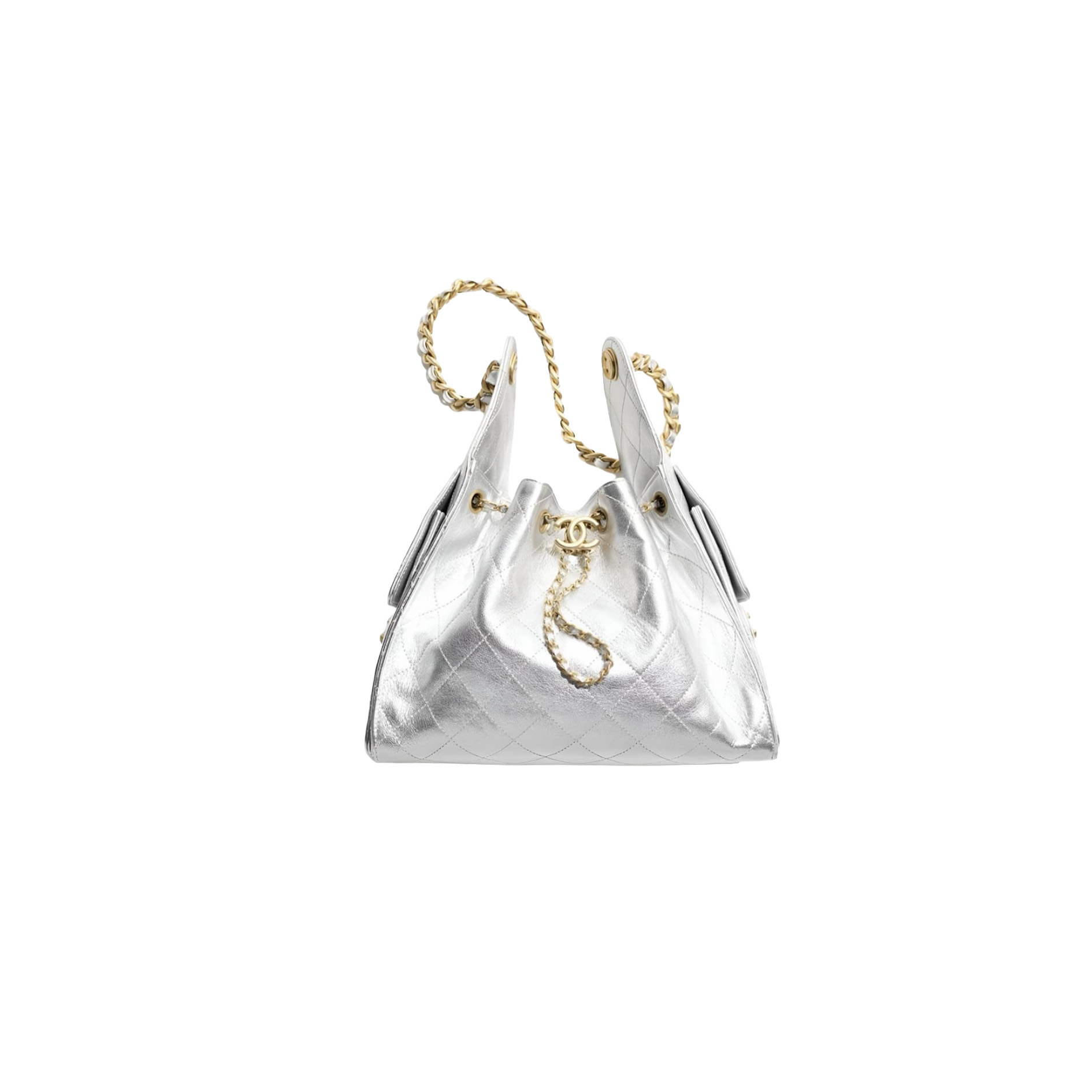 CHANEL 25A Hobo Bag Caviar leather In Silver