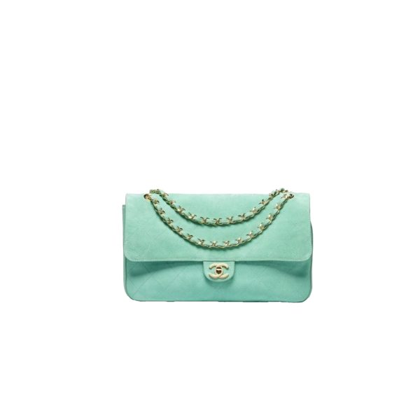 CHANEL Suede Calfskin Small Souplissimo Maxi Flap Green