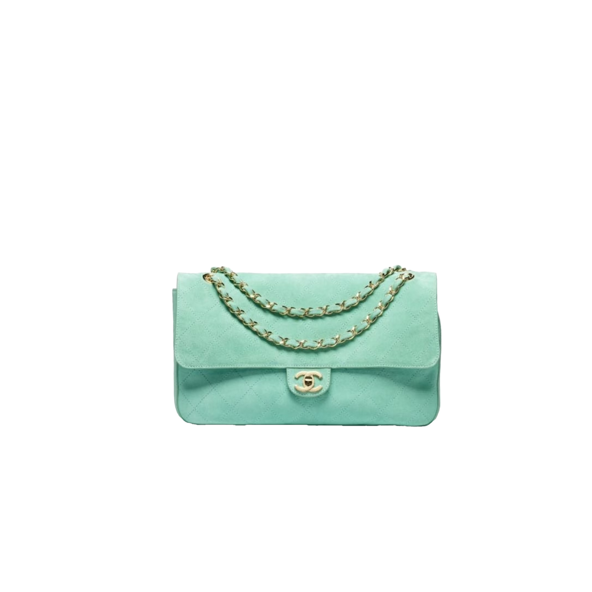 CHANEL Suede Calfskin Small Souplissimo Maxi Flap Green