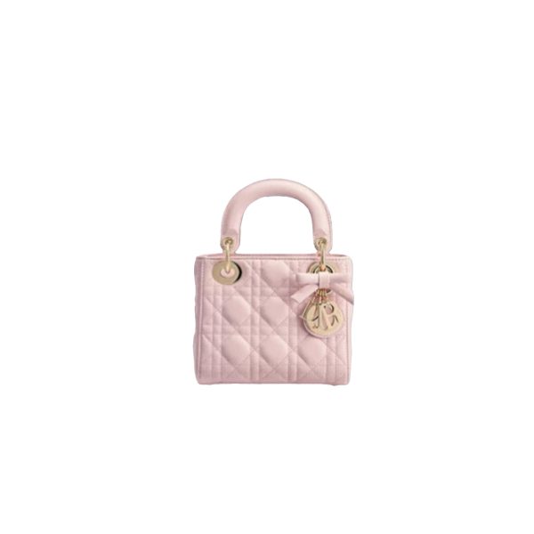 Mini Lady Dior Bag with Chain Pink Cannage Lambskin