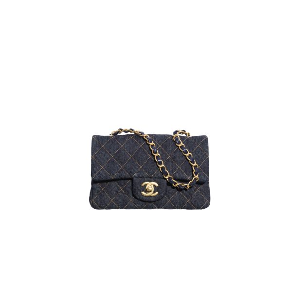 CHANEL MINI CLASSIC HANDBAG Denim Dark Blue