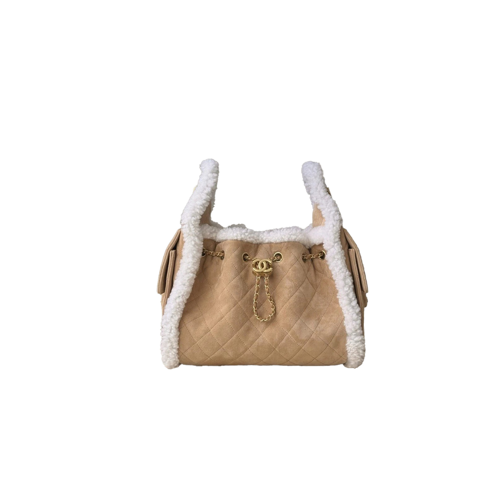 CHANEL 25K Handbag Small Crumpled Shearling Sheepskin