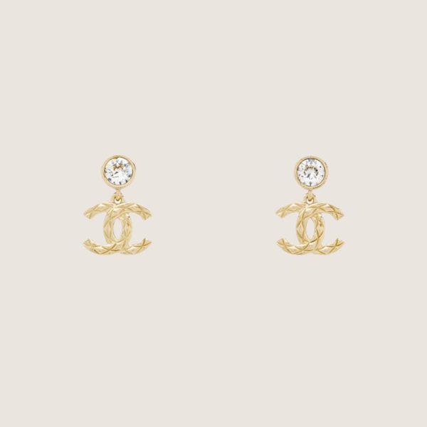 CHANEL Pendant Embossed CC Earrings
