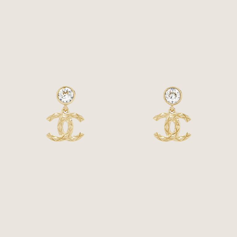 CHANEL Pendant Embossed CC Earrings