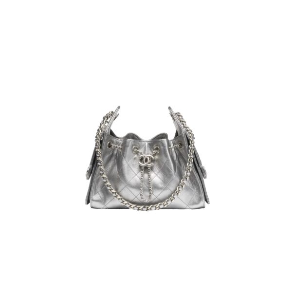 CHANEL 25Bag Calfskin in Dark Metallie Silver