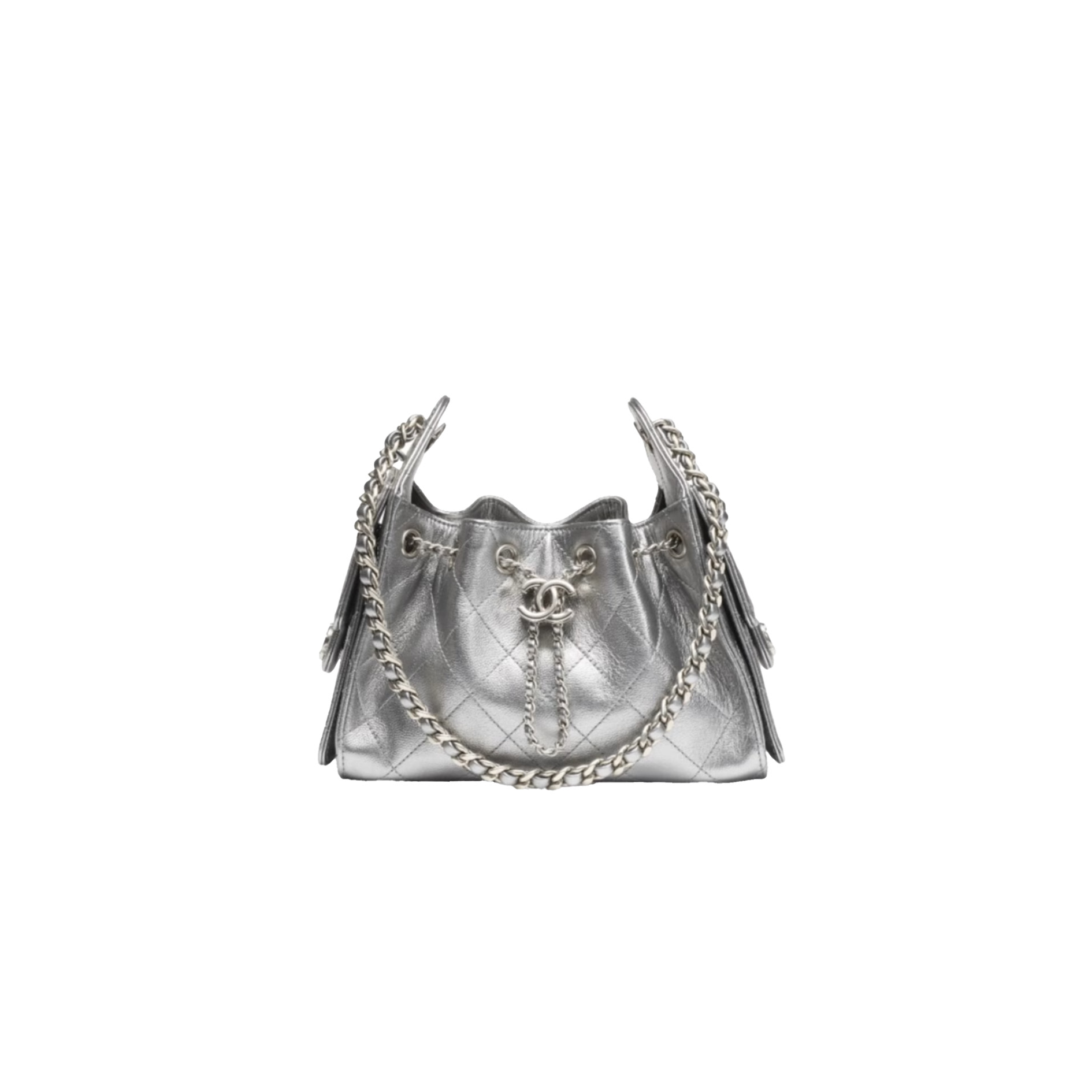 CHANEL 25Bag Calfskin in Dark Metallie Silver