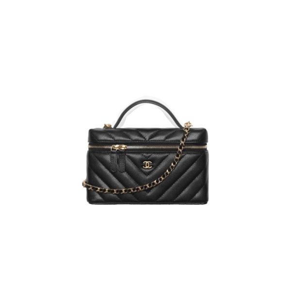 CHANEL Vanity with Chain Grained Shiny Calfskin