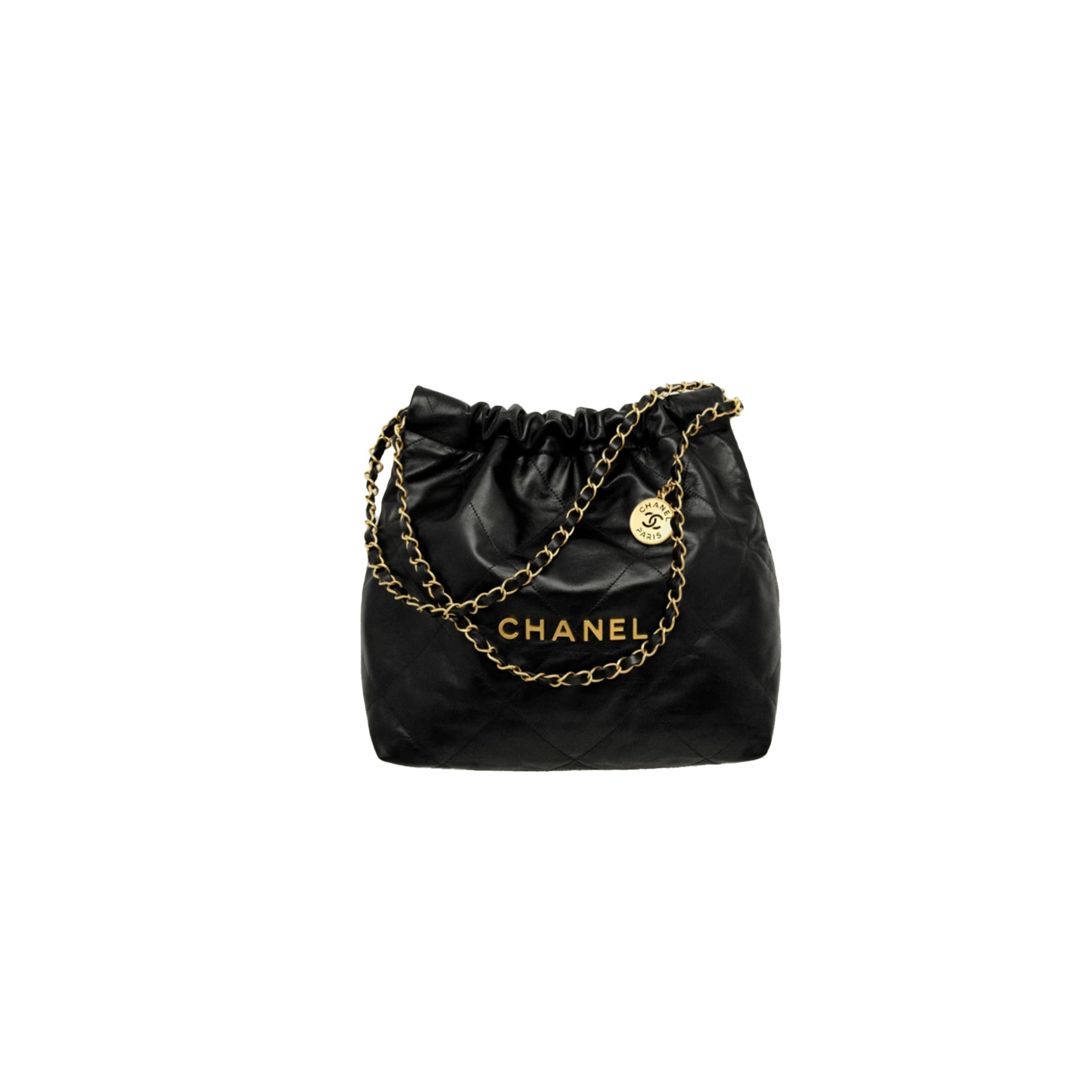 CHANEL Shiny Calfskin Quilted 22bag Black