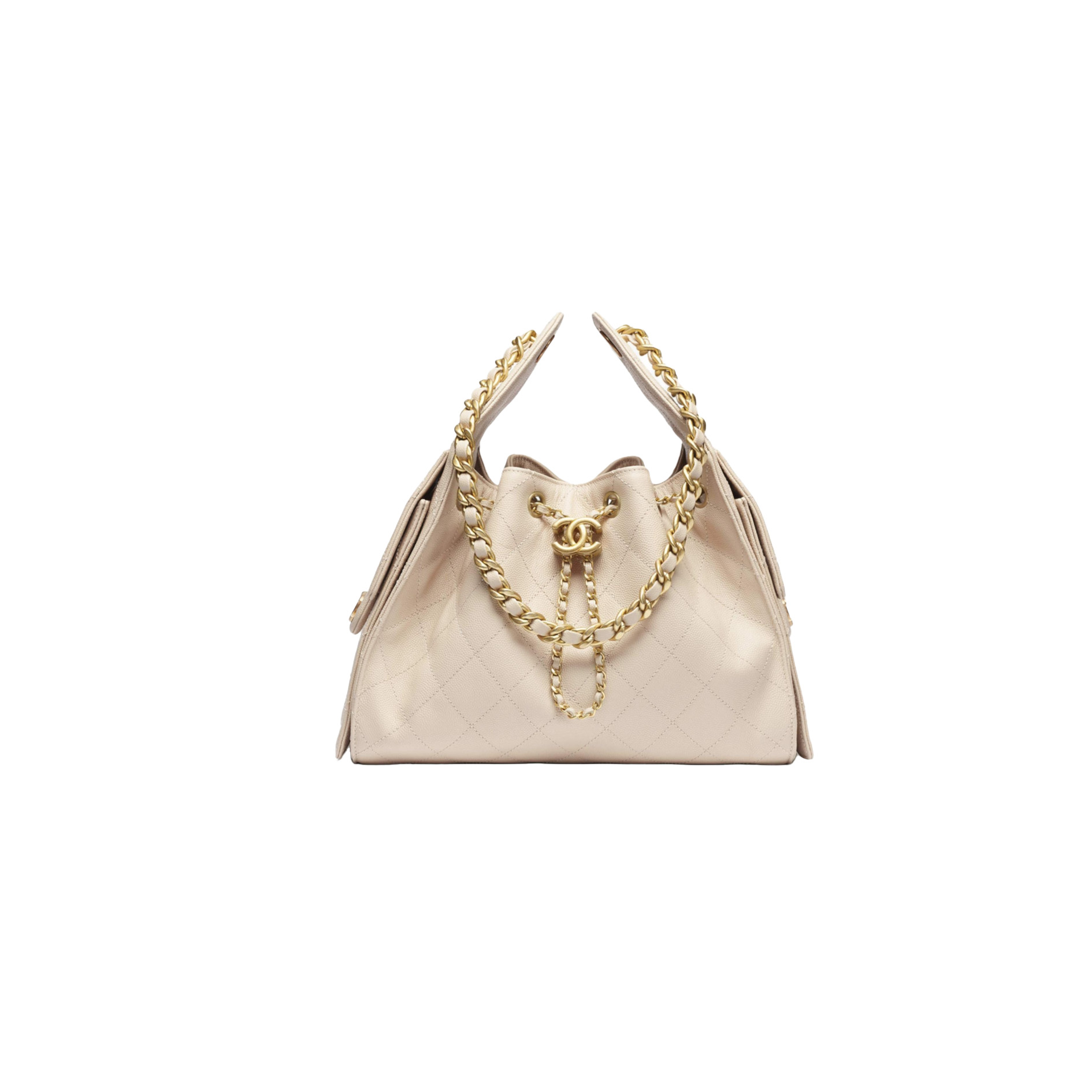 CHANEL 25A Hobo Bag Caviar leather In Beige
