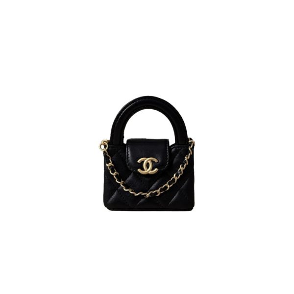 CHANEL 26C Mini Lambskin Quilted Bag Charm in Classic Black