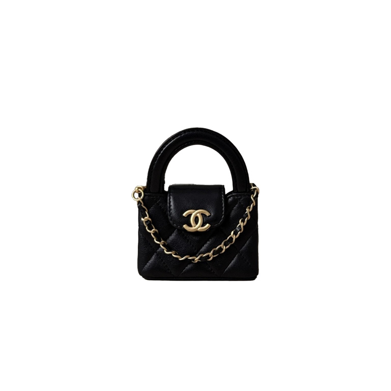 CHANEL 26C Mini Lambskin Quilted Bag Charm in Classic Black