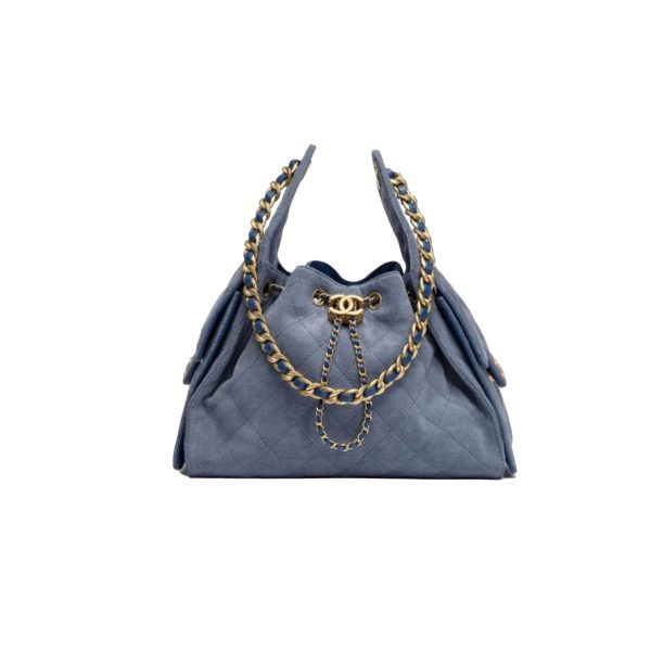 CHANEL 25 Hand Bag Suede-Blue