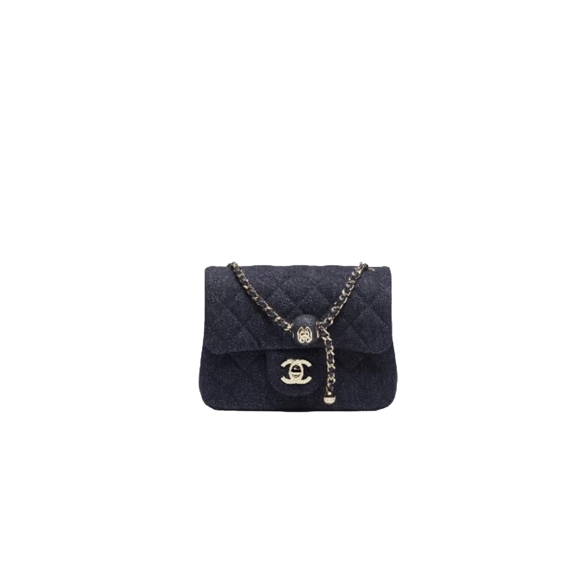CHANEL MINI Flap Bag Washed Denim Dark Blue