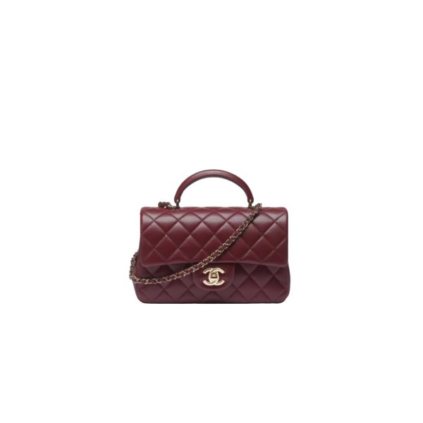 CHANEL MINI Classic Handbag With Top Handle Lambskin