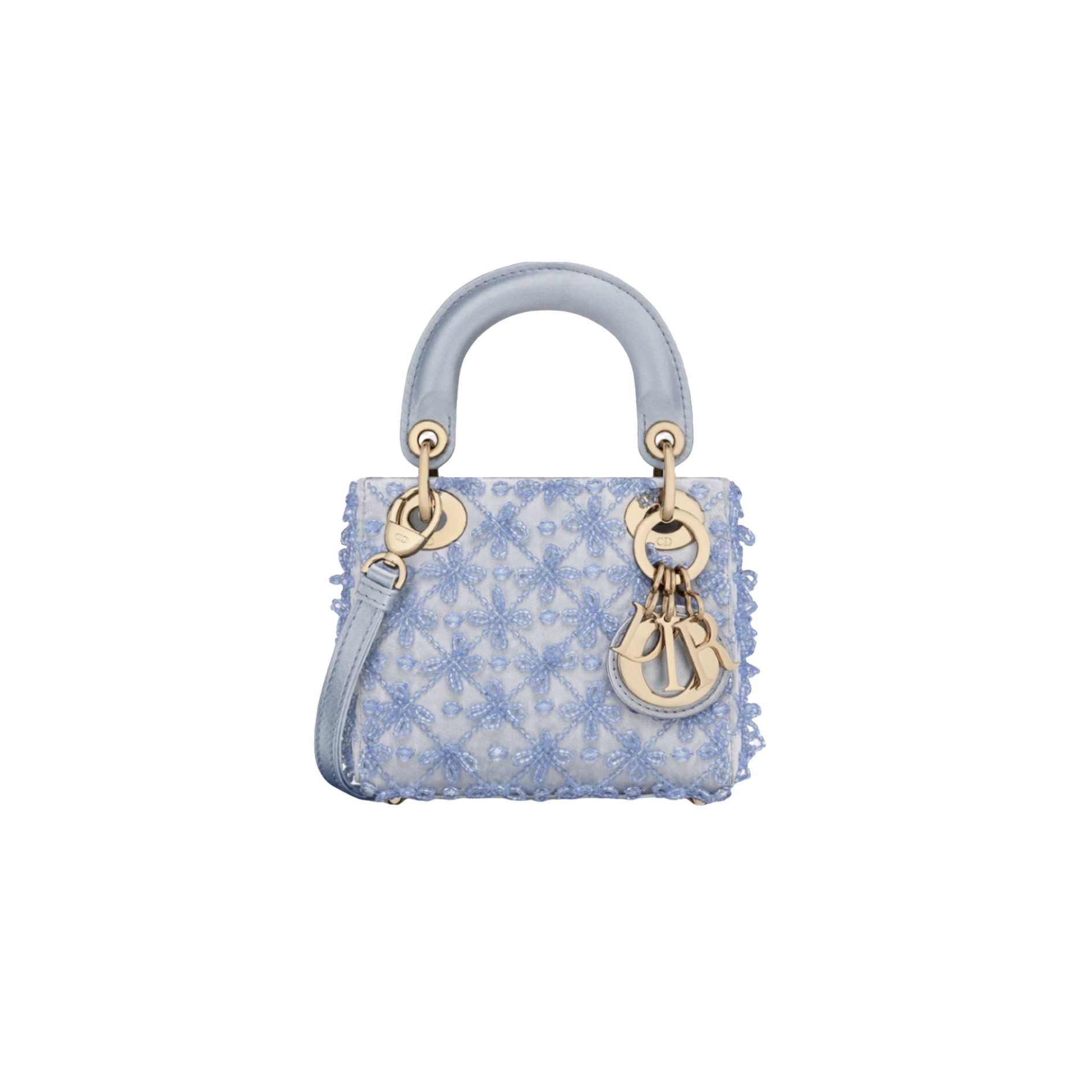 DIOR Lady Dior Mirco Ice Crystal Blue Embroidered Beaded Bag