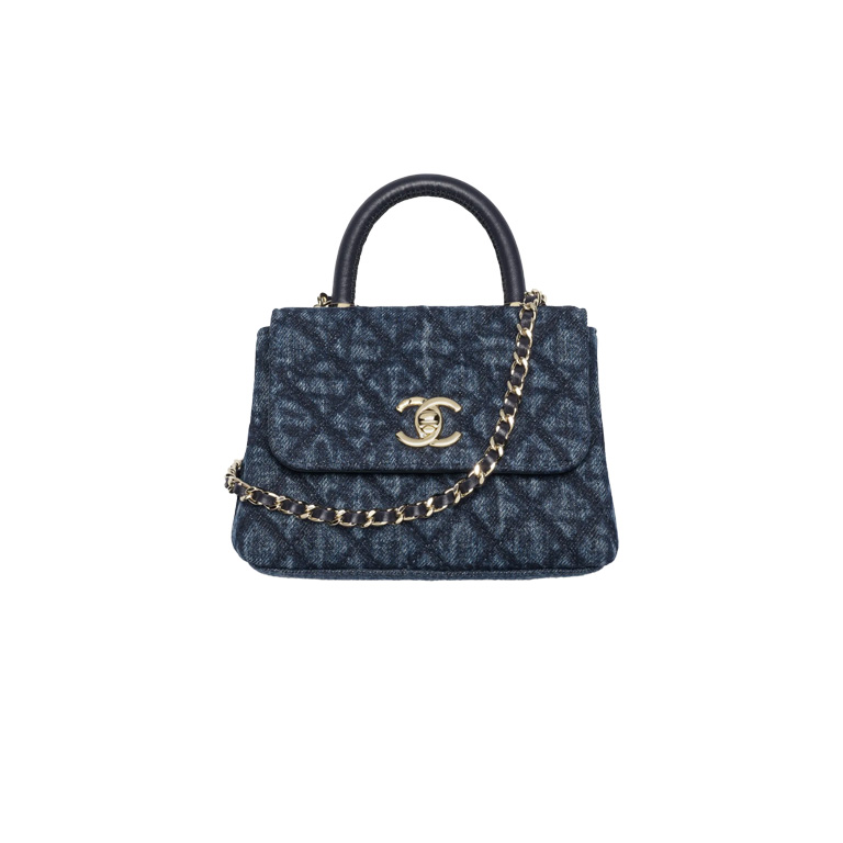 CNANEL Clutch with chain Washed Denim