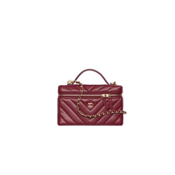 CHANEL Vanity with Chain Grained Shiny Calfskin