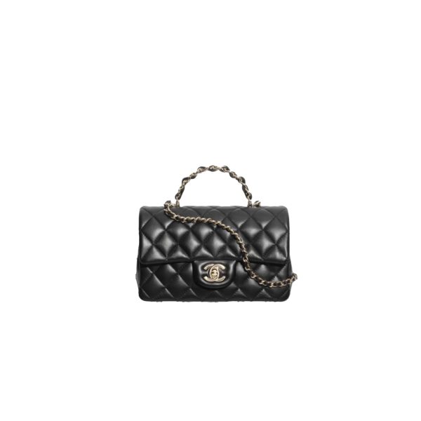 CHANEL 23K Classic Handbag With Top Handle Lambskin